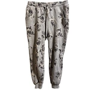 Anthropologie Gray Joggers floral abstract print Saturday Sunday small cotton